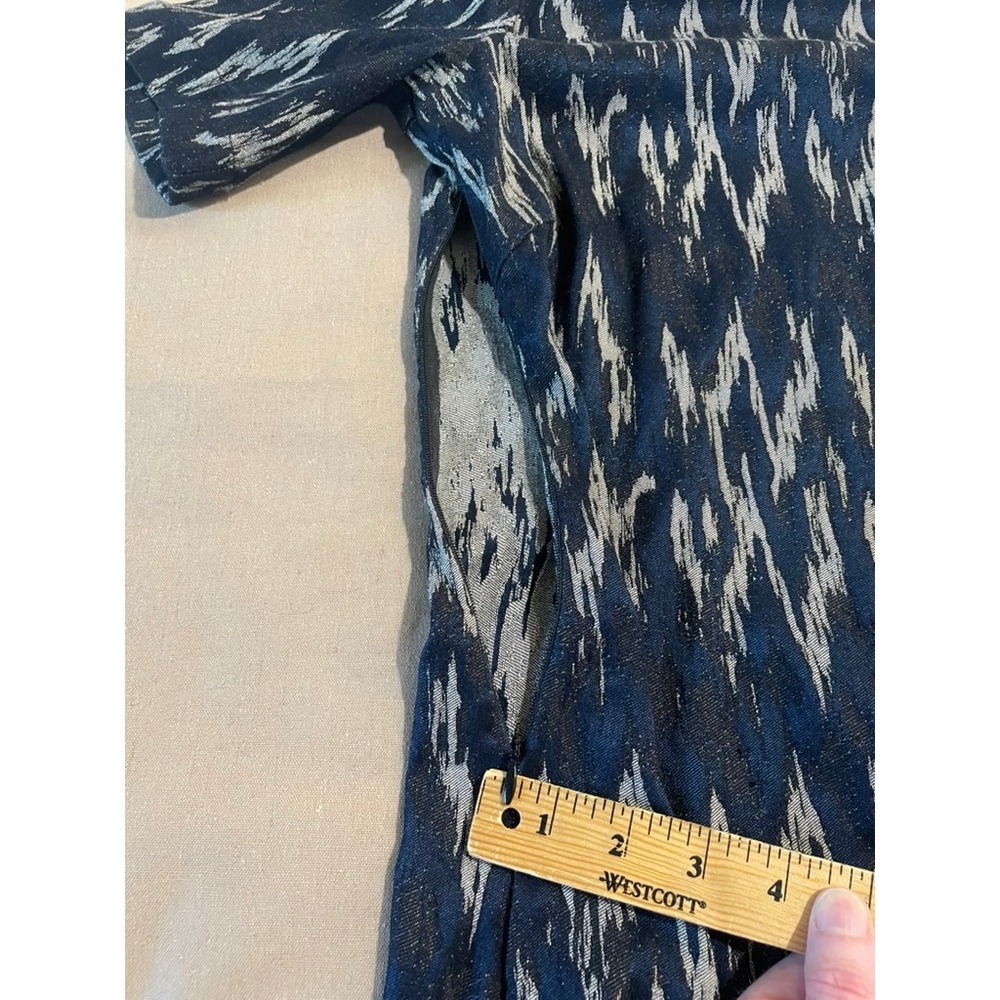 Bitte Kai Rand Architectural Ikat Sheath Dress L Black Blue Danish Workwear - Picture 6 of 8